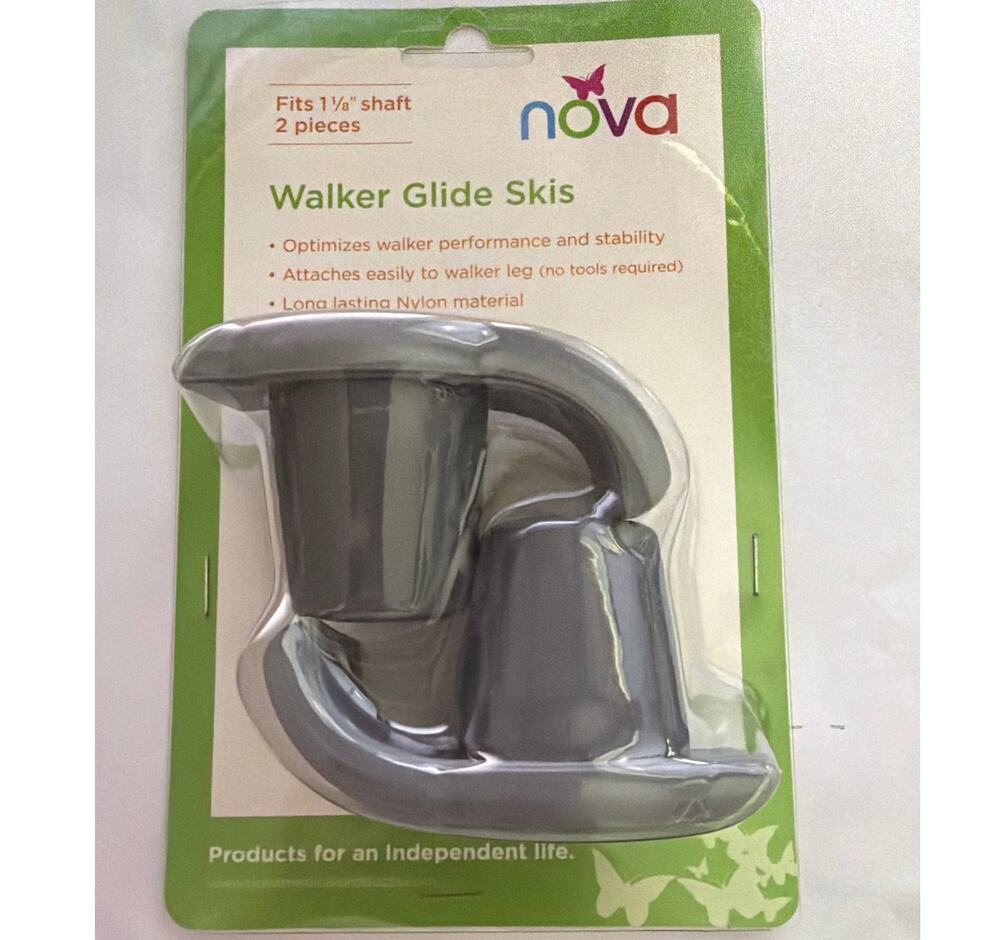 Nova Walker Glide Skis Gray Long Lasting Nylon Material 1 1/8" Shaft
